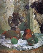 Paul Gauguin, There is still life portrait side of the lava